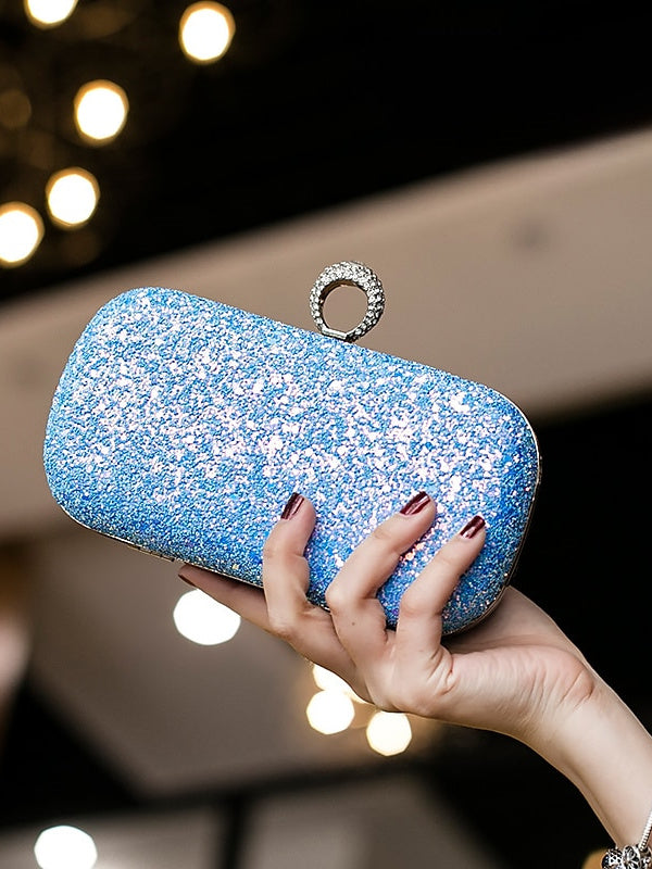 PU Leather Lightweight Large Capacity Durable Solid Color Rhinestone Clutch Bags