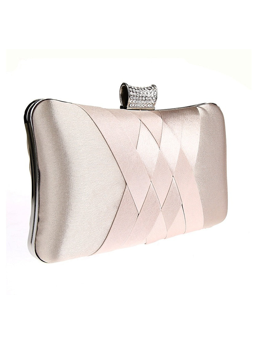 Silk PU Leather Wedding Party Plain Crystals Clutch Bags