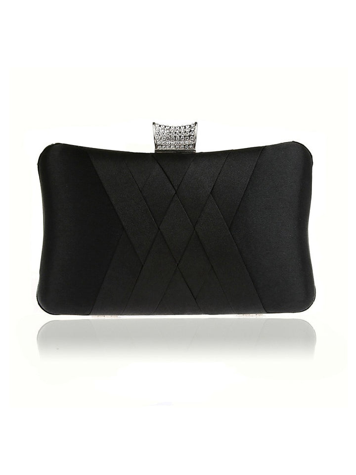 Silk PU Leather Wedding Party Plain Crystals Clutch Bags