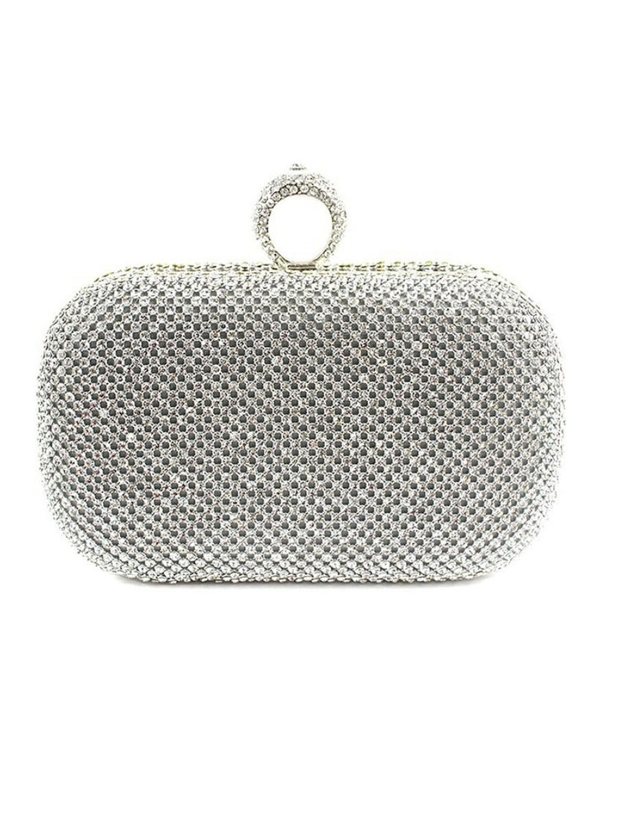 Alloy Solid Color Glitter Crystals Clutch Bags