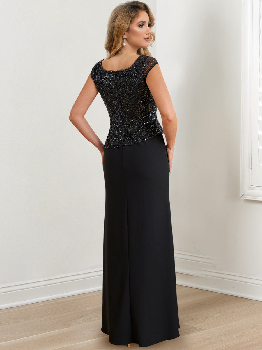 Sheath/Column V-Neck Floor-Length Mother of the Bride Dresses With Split Side