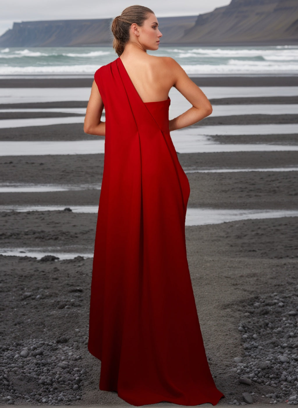 Sheath/Column One-Shoulder Sleeveless Evening Dresses With Pleats Ruched