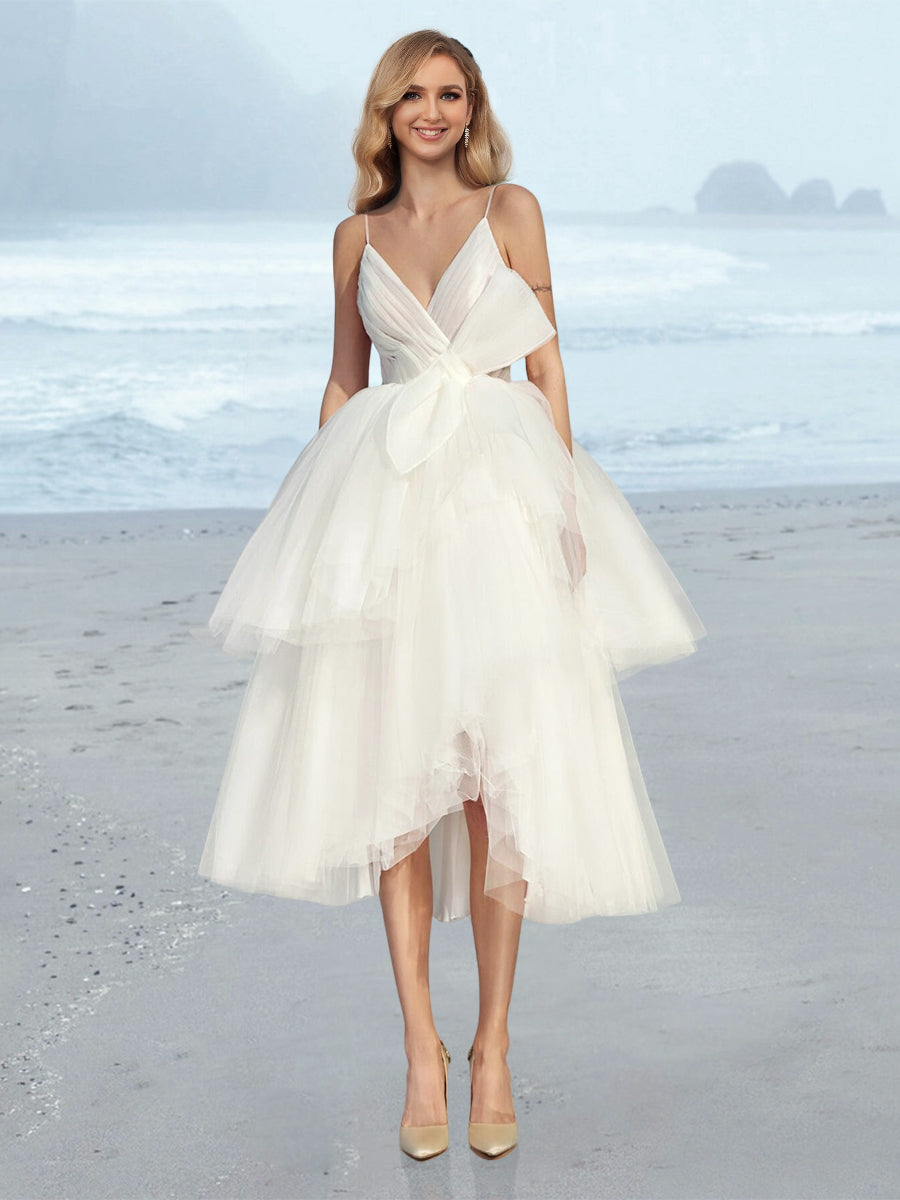 blue dress for baby girl V-Neck Organza A- Line Gown - Rene Ruiz Collection