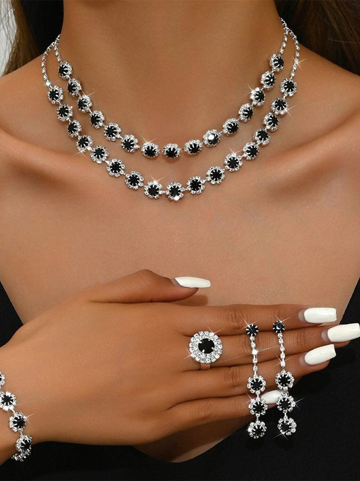 1 set Jewelry 5 pieces set Rhinestone Alloy Rings Earrings Bracelets For Women's Jewelry Set For Wedding Party Anniversary