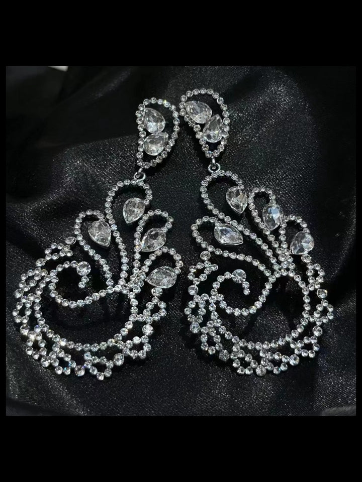 Internet Celebrity Fashion Rhinestone Flash Diamond Earrings For Women