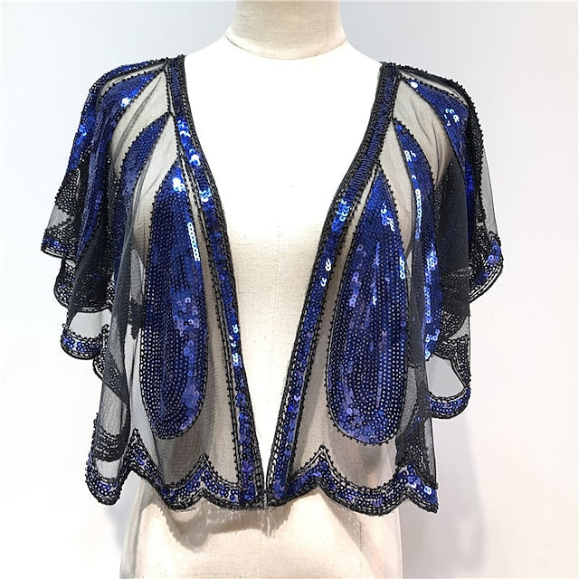 Women's Wrap Shawls Vintage Sleeveless Sequins Wraps With Paillette For Party