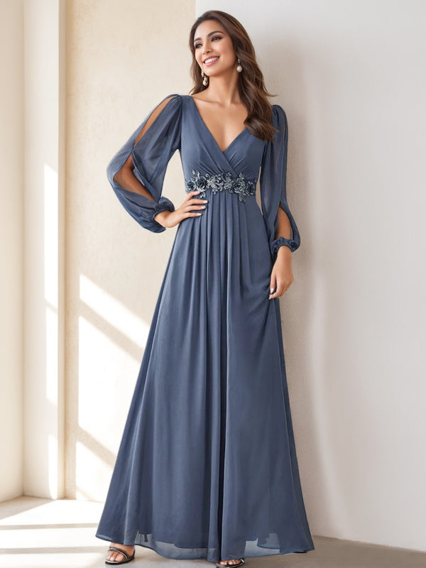 A-Line/Princess V-Neck Floor Length Elegant Mother of the Bride Dresses With Embroidery