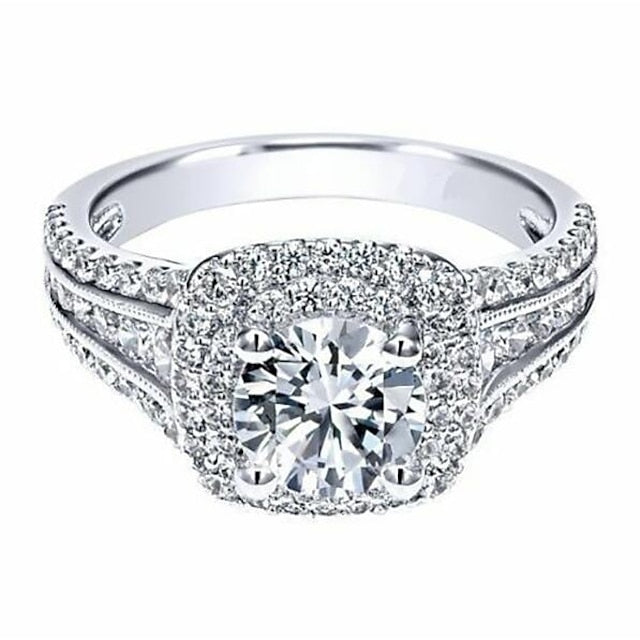 Ring For Women's Diamond Gold Plated Classic Wedding