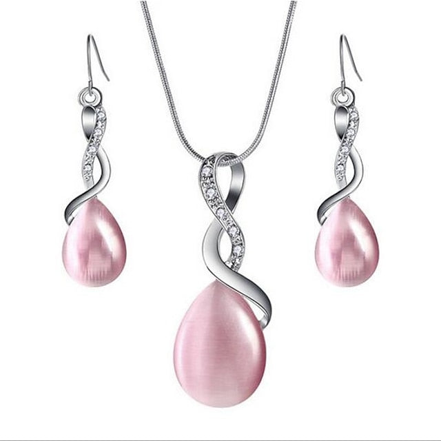 1 set Jewelry Set Drop Earrings For Women's Crystal Party Pendant Necklace