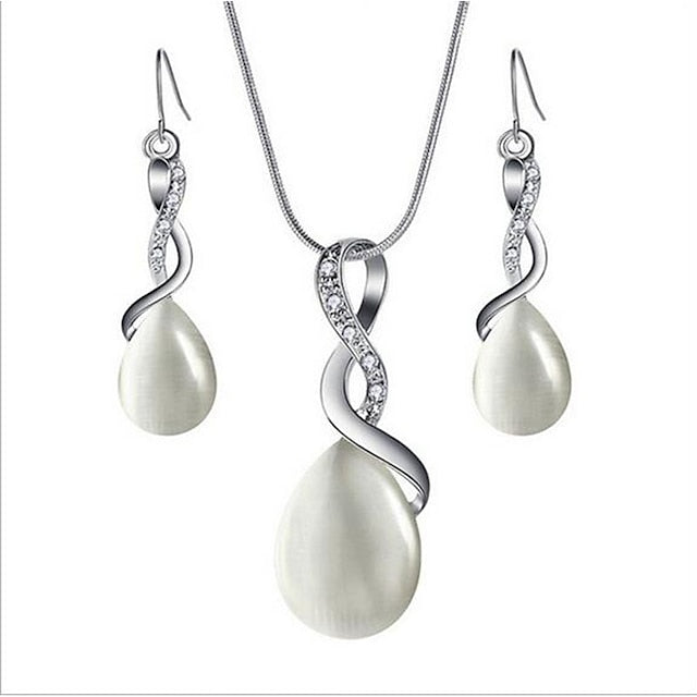 1 set Jewelry Set Drop Earrings For Women's Crystal Party Pendant Necklace
