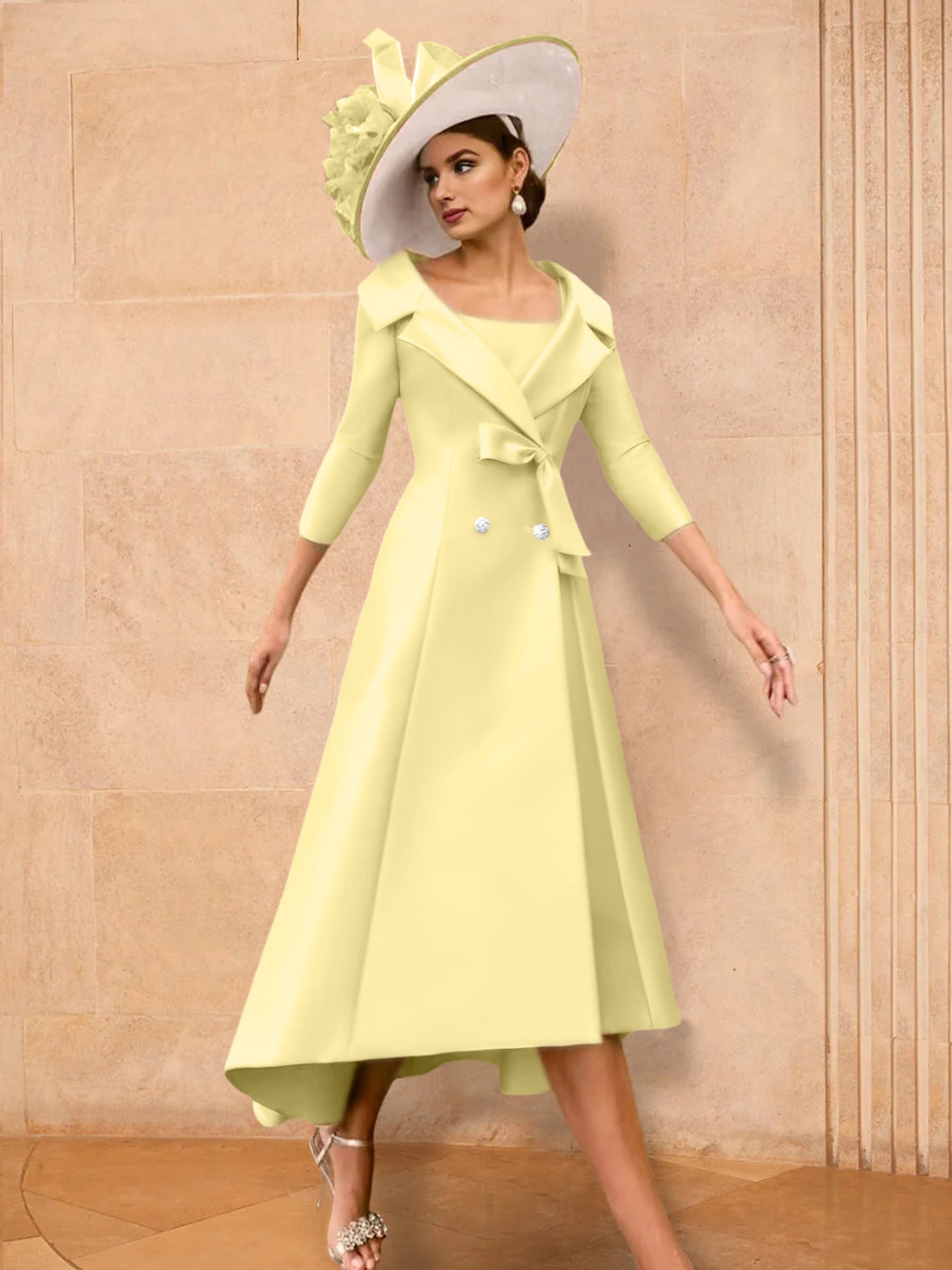 Cicinia Plus Size Dusty Rose Mother Of The Bride Dress With Bowknot Long Satin A-line Off The Shoulder Ankle Length