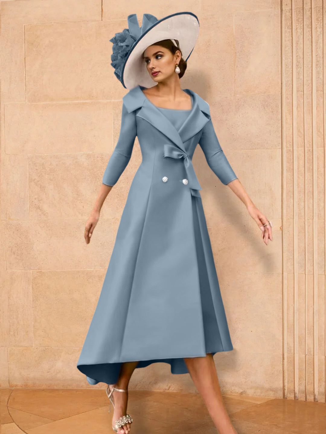 A-Line/Princess Long Sleeves Mother of the Bride Dresses with Bowknot