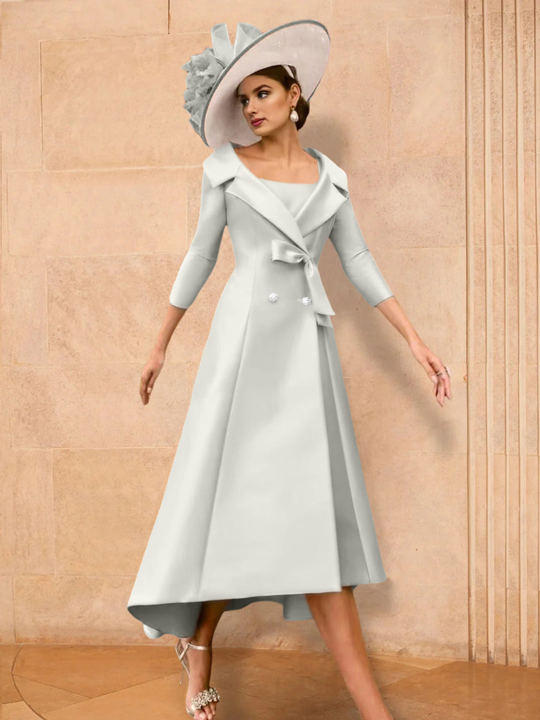 A-Line/Princess Long Sleeves Mother of the Bride Dresses with Bowknot