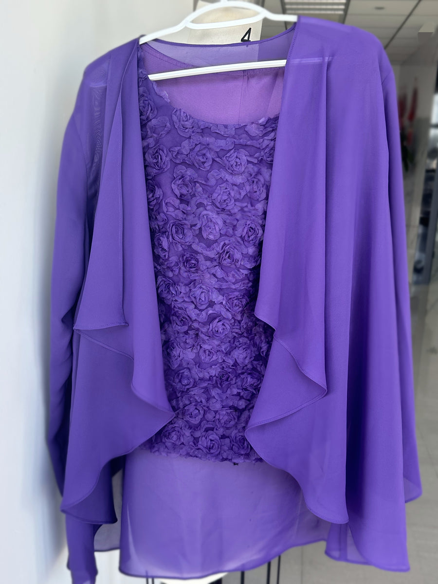 Chiffon V-Neck Half Sleeves Mother of the Bride Pantsuits with Ruffles Ankle-Length