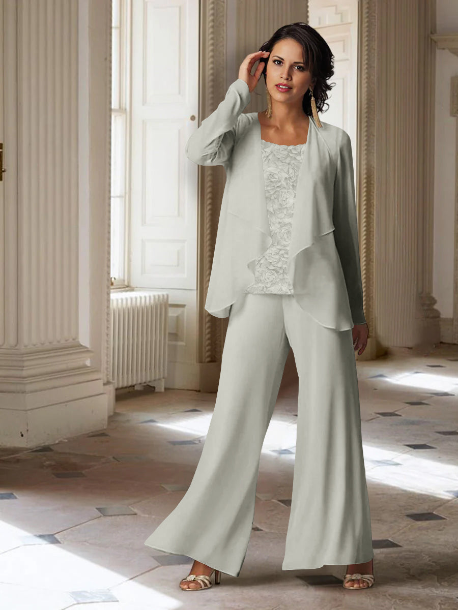 Plus Size Macy's Evening Wear Pant Suits White V-Neck Long Sleeves Floor Length Mother Of The Bride Pantsuits W Mondressy Plus Size Macy's Evening Wear Pant Suits White V-Neck Long Sleeves Floor Length Mother Of The Bride Pantsuits W Mondressy