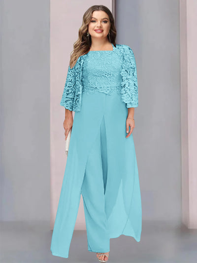A-Line/Princess One-shoulder Half Sleeve Ankle-Length Plus Size Mother of the Bride Dresses with Ruffles main image 1