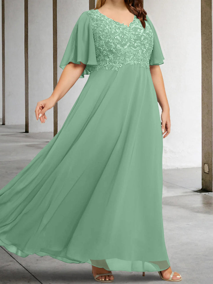 A-Line/Princess V-Neck Mother of the Bride Dresses with Applique