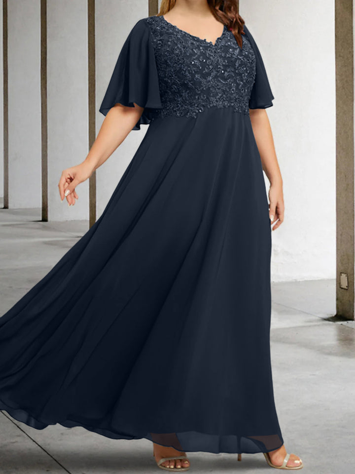 A-Line/Princess V-Neck Mother of the Bride Dresses with Applique