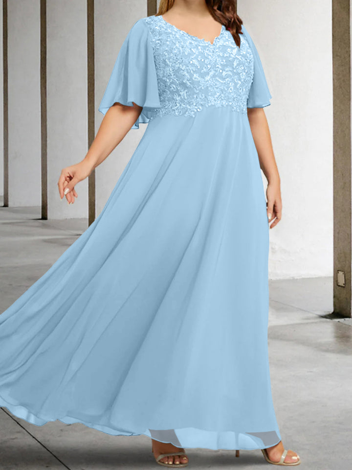 A-Line/Princess V-Neck Mother of the Bride Dresses with Applique