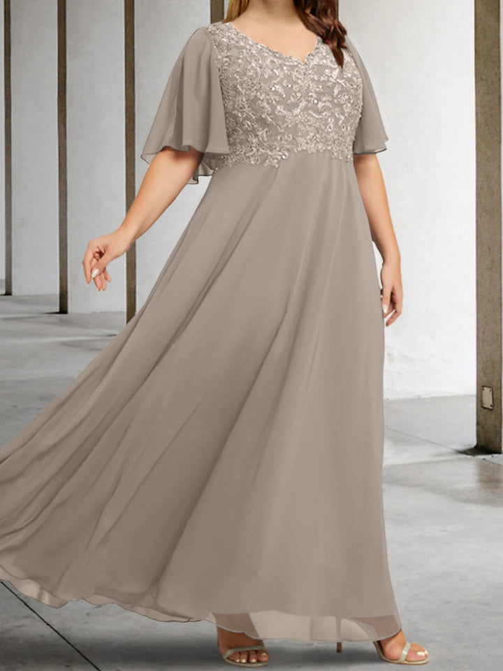 A-Line/Princess V-Neck Mother of the Bride Dresses with Applique