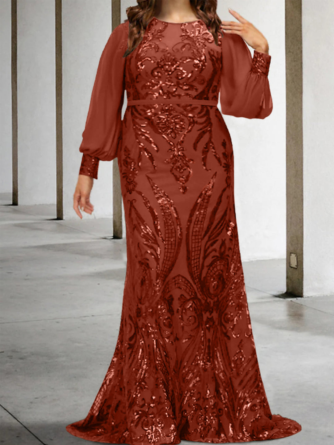 Sheath/Column Mother of the Bride Dresses with Sequins Burnt Orange Sheath/Column Mother of the Bride Dresses with Sequins Burnt Orange