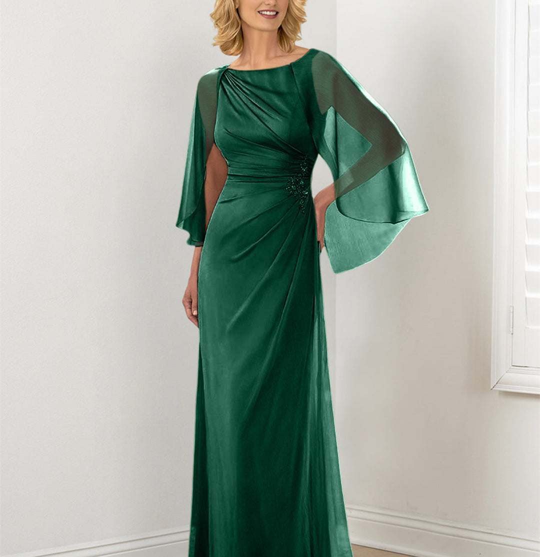 Sheath/Column Round Neck Mother of the Bride Dresses with Ruched