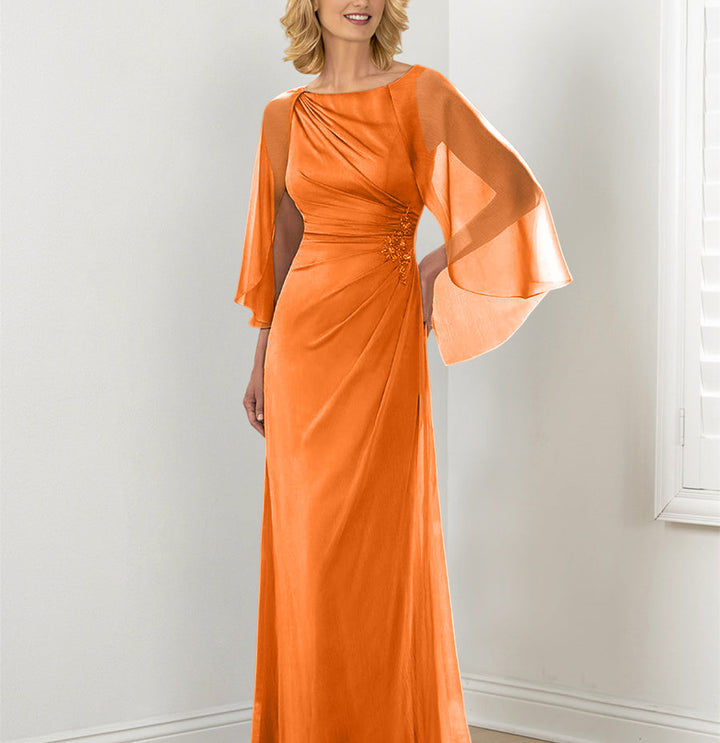 Sheath/Column Round Neck Mother of the Bride Dresses with Ruched