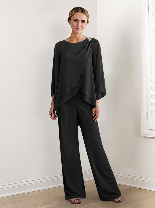 Chiffon Long Sleeves Mother Of The Bride Pantsuits
