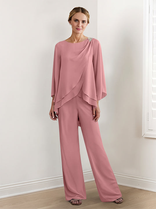 Chiffon Long Sleeves Mother Of The Bride Pantsuits