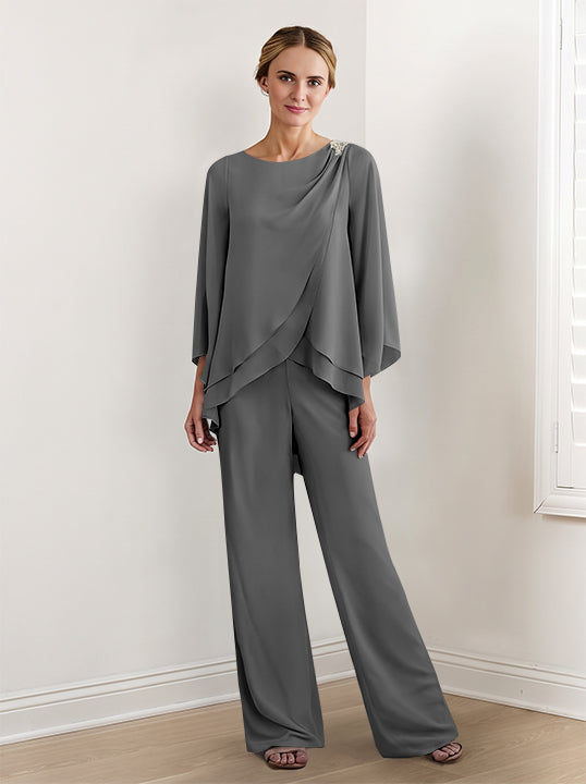 Chiffon Long Sleeves Mother Of The Bride Pantsuits