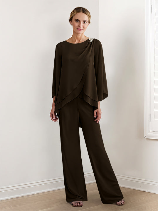 Chiffon Long Sleeves Mother Of The Bride Pantsuits