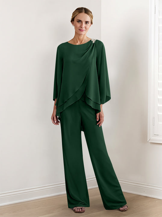 Chiffon Long Sleeves Mother Of The Bride Pantsuits