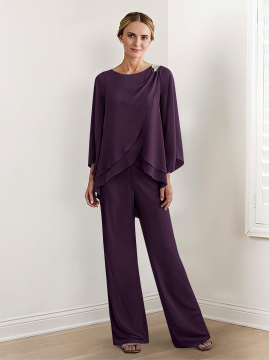 Chiffon Long Sleeves Mother Of The Bride Pantsuits