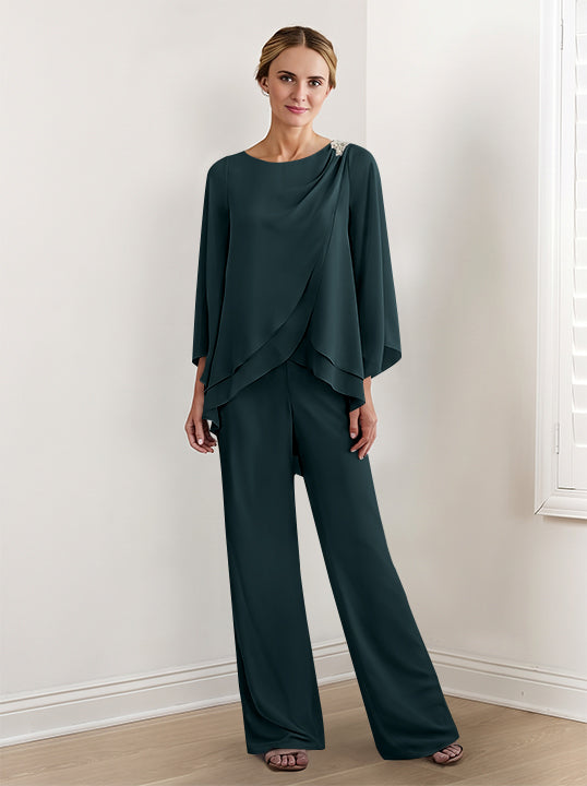 Chiffon Long Sleeves Mother Of The Bride Pantsuits