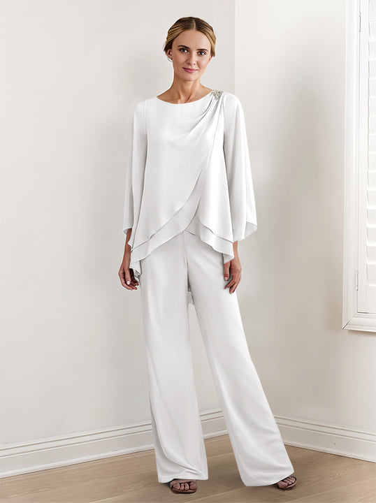 Chiffon Long Sleeves Mother Of The Bride Pantsuits