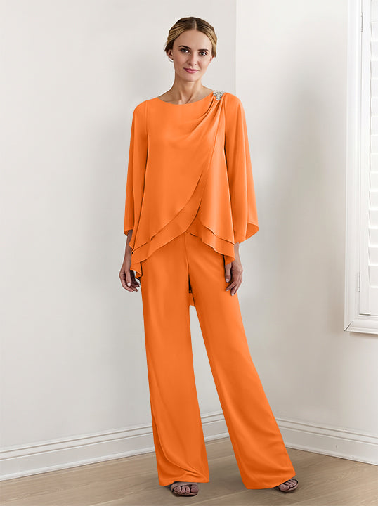 Chiffon Long Sleeves Mother Of The Bride Pantsuits