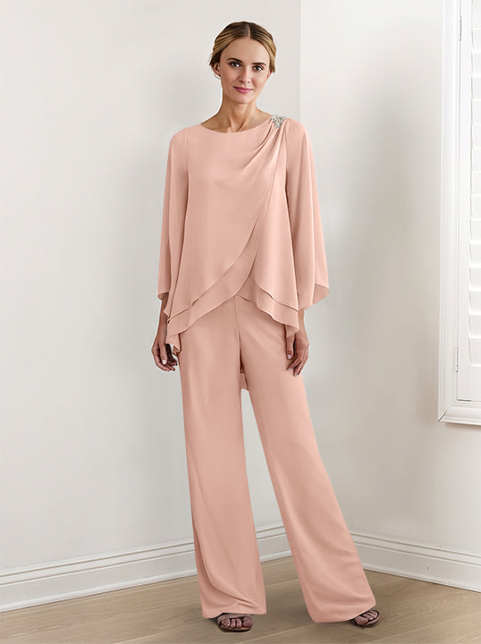 Chiffon Long Sleeves Mother Of The Bride Pantsuits