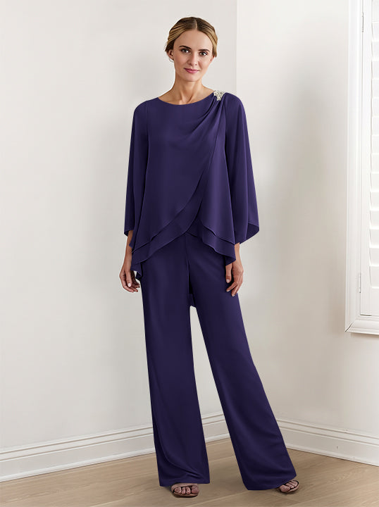 Chiffon Long Sleeves Mother Of The Bride Pantsuits