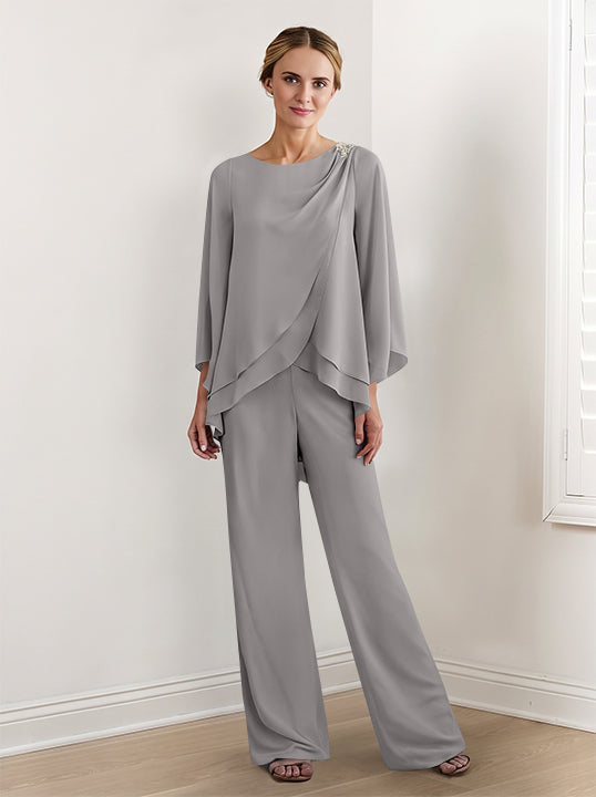 Chiffon Long Sleeves Mother Of The Bride Pantsuits