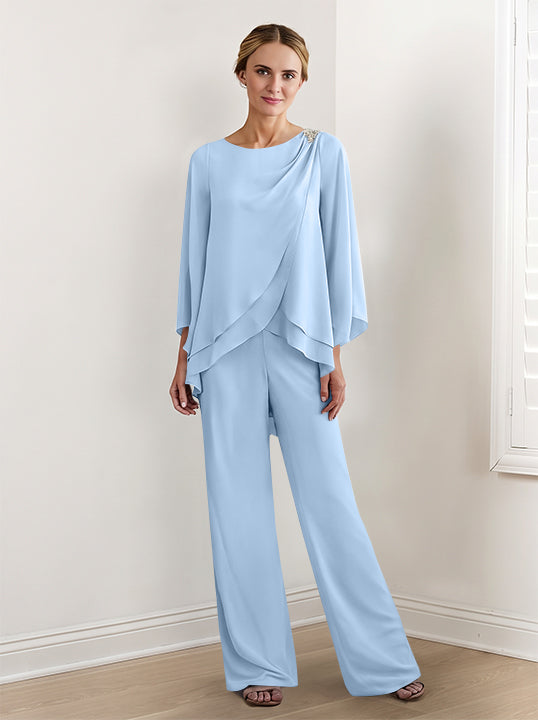 Chiffon Long Sleeves Mother Of The Bride Pantsuits