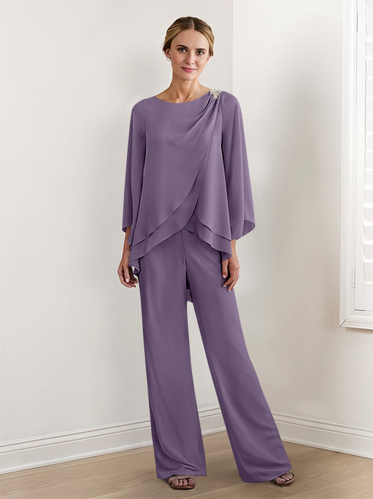 Chiffon Long Sleeves Mother Of The Bride Pantsuits