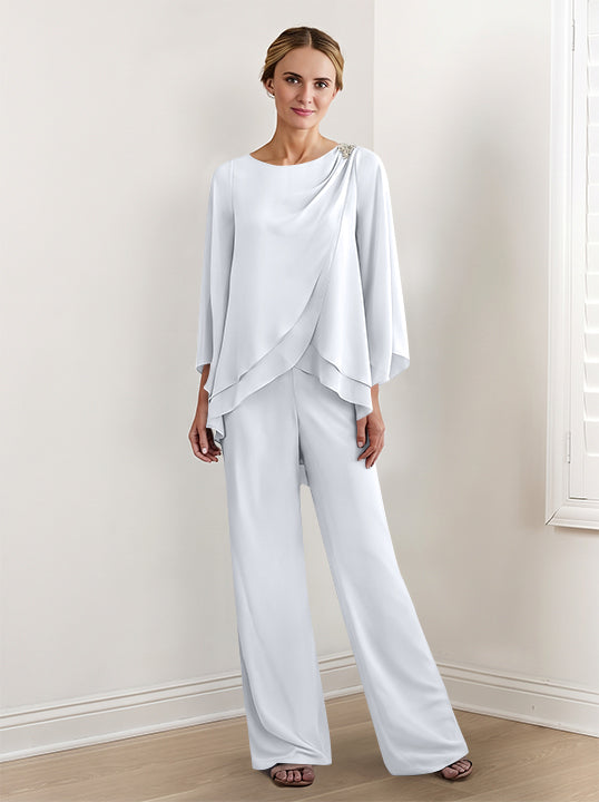 Chiffon Long Sleeves Mother Of The Bride Pantsuits