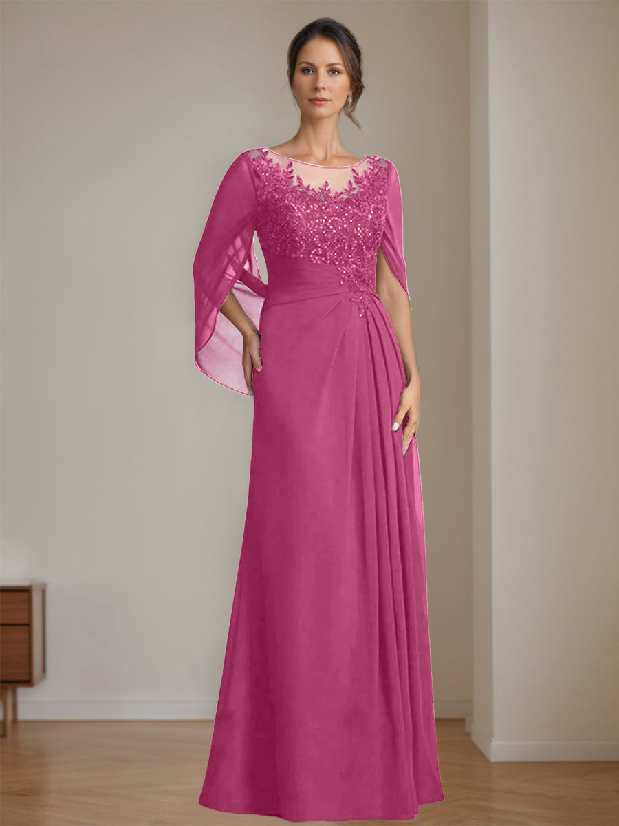 A-Line/Princess Cowl Neck Bow(s) 3/4 Sleeves Tea Length