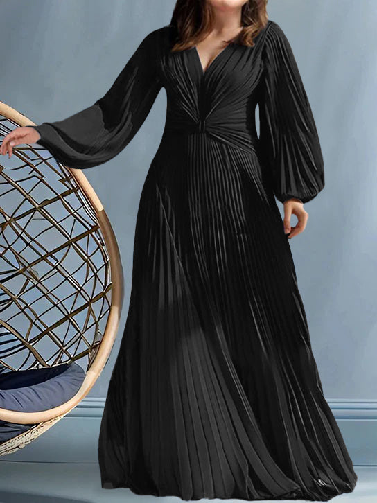 plus size ruched a line dress Aureia Plus Size Elegant Romantic Conservative One-Shoulder Ruched Ruched Waist A-Line Dress, Suitable For Evening Party, Single Party, Date, Ball, Vacation, Wedding, Bridesmaid