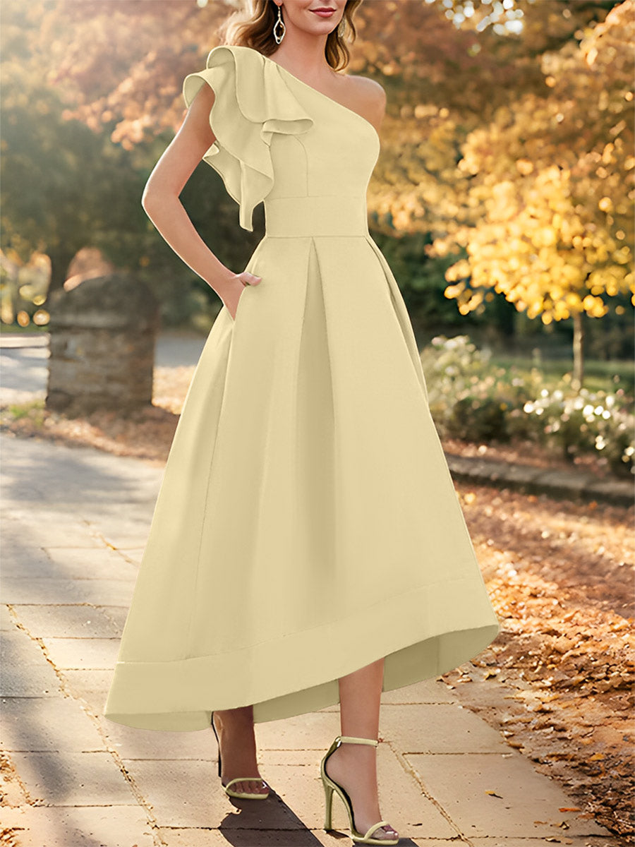 A-Line/Princess One-Shoulder Sleeveless Asymmetrical Mother of the Bri - Mondressy A-Line/Princess One-Shoulder Sleeveless Asymmetrical Mother of the Bri - Mondressy