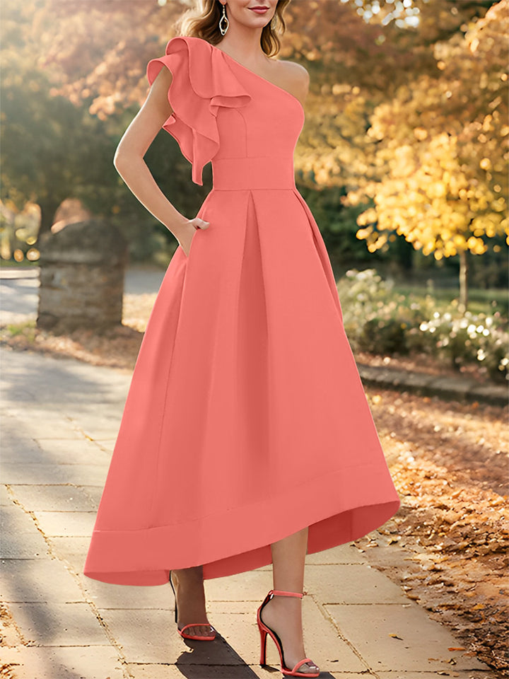 A-Line/Princess One-Shoulder Sleeveless Asymmetrical Mother of the Bride Dresses with Ruffles