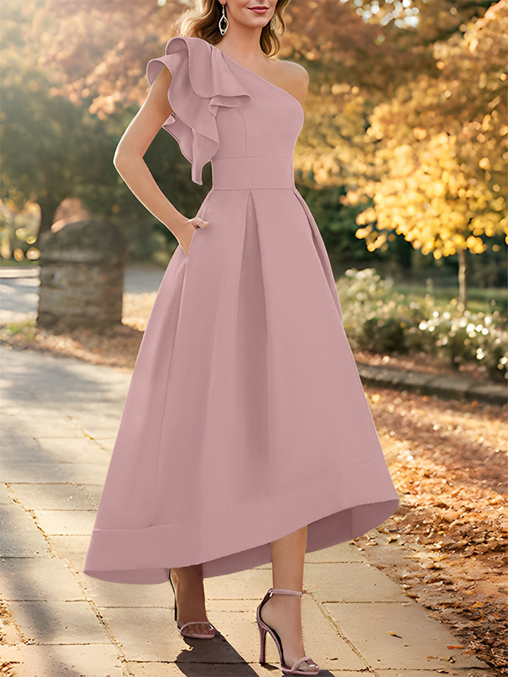 A-Line/Princess One-Shoulder Sleeveless Asymmetrical Mother of the Bride Dresses with Ruffles