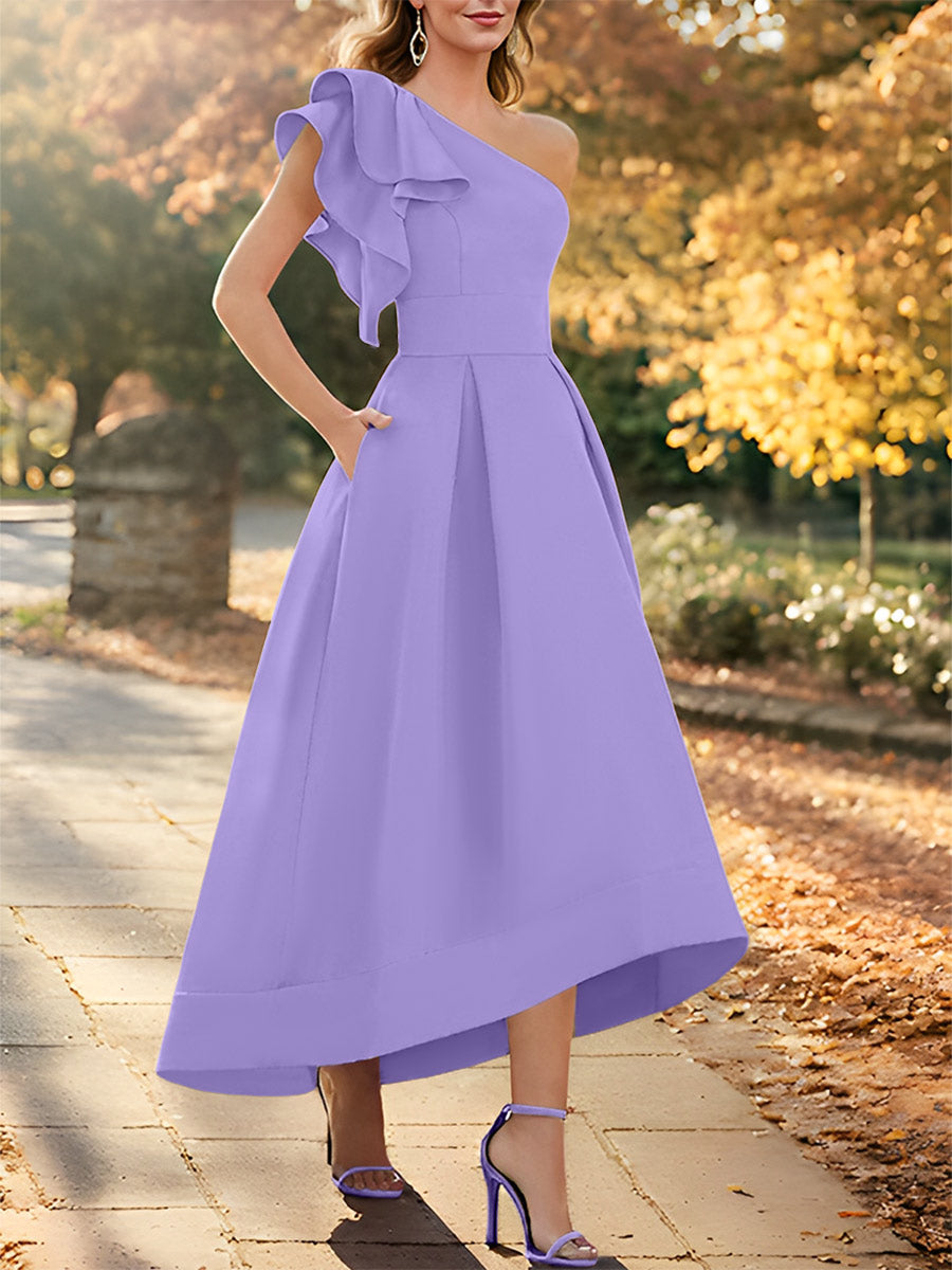 A-Line/Princess One-Shoulder Sleeveless Asymmetrical Mother of the Bride Dresses with Ruffles