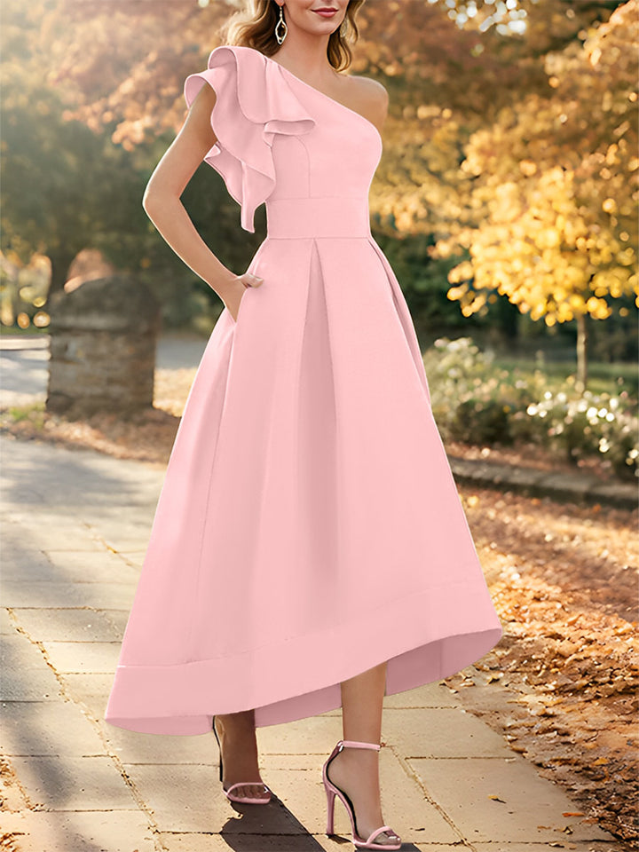 A-Line/Princess One-Shoulder Sleeveless Asymmetrical Mother of the Bride Dresses with Ruffles