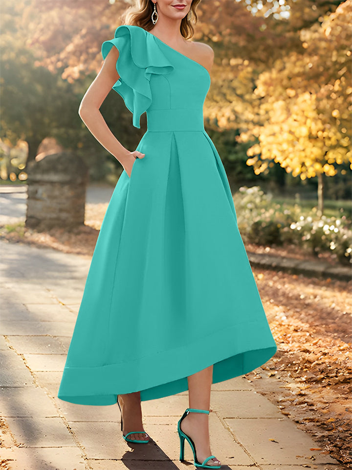 A-Line/Princess One-Shoulder Sleeveless Asymmetrical Mother of the Bride Dresses with Ruffles